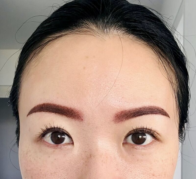 somibrow client after microblading, day 2