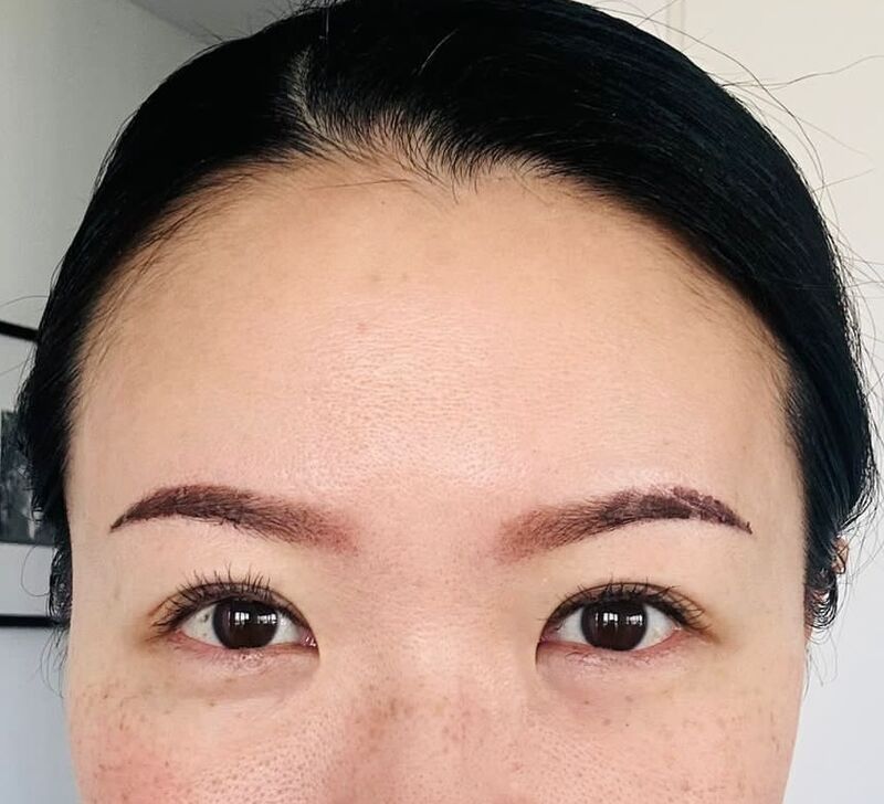 somibrow client after microblading, day 4