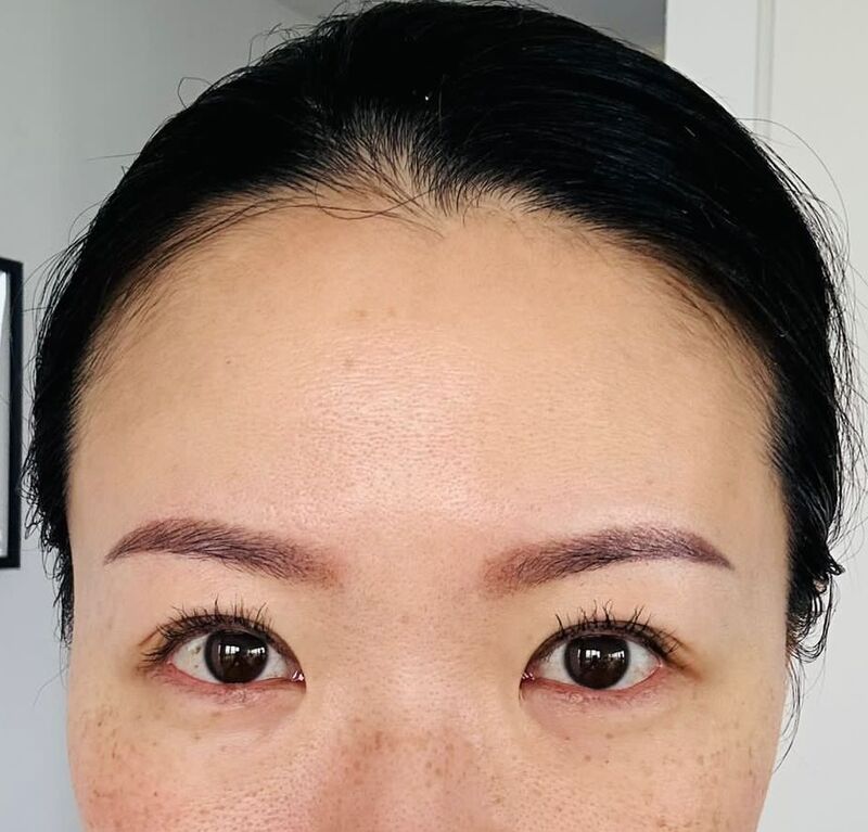 somibrow client after microblading, day 5